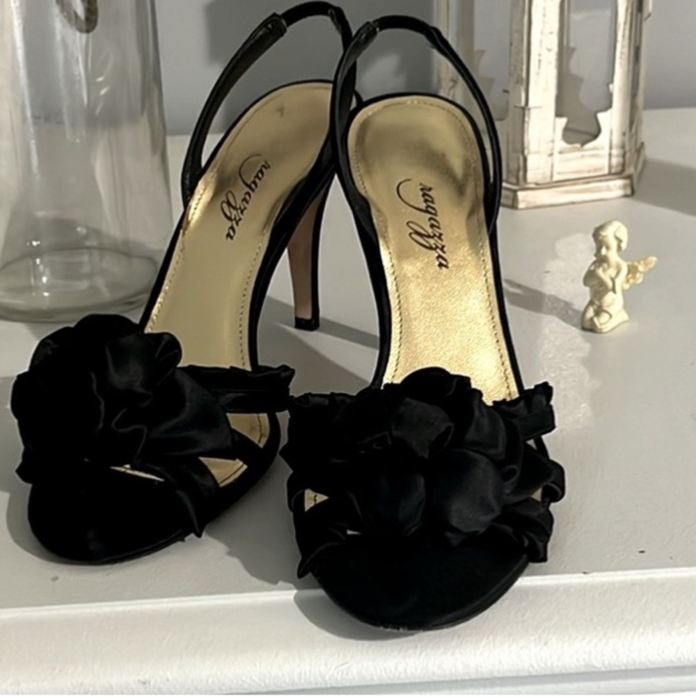 Ragazza Black Heels Leather Sole Womens 7.5
